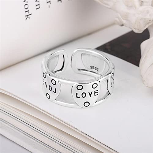 Bague ajustable femme taille réglable et motif cœur double
