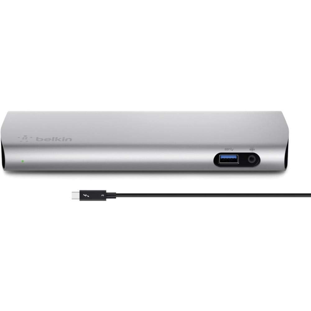 Belkin F4U095vf Docking Station Thunderbolt 3 con Cavo da 80 cm, Connette fino a 8 Dispositivi, Ingressi Multipli per USB-C e USB, Risoluzione Video 5K/Dual 4K, Compatibile solo con Mac, Alluminio