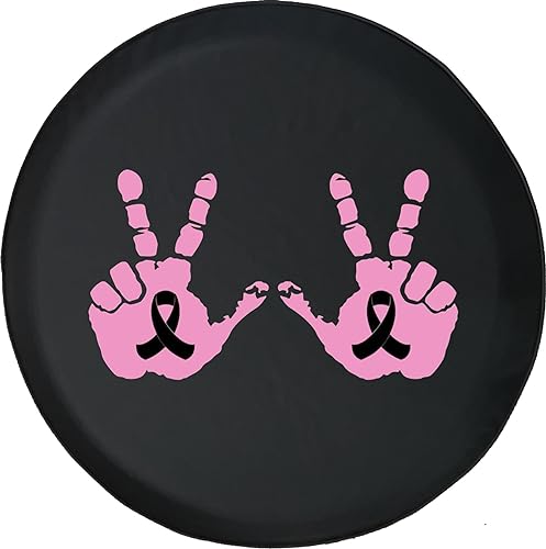 Spare Tire Cover Breast Cancer Ribbon Wave 35 Tire Cover fits XL Rim | 33-35 tire