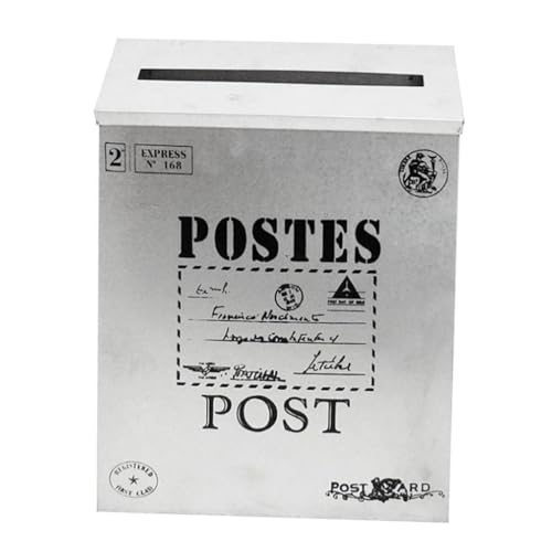 QUXVUIS Buzón Americano para Puerta Principal, Resistente a la Intemperie y de Gran Capacidad. Decoración Vintage galvanizada para el hogar, Acero Inoxidable, 30 x 23 x 6 cm