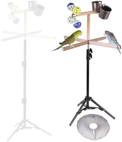 Top 5 Product Review Insights That Will Change Your Buying Decision 6 Bird Stand for Inside, Training T-Perch with 15-39 Inch Adjustable Height Tri-pod Base, Parakeet Spinning Perch with Feeding Cups, Water Bag to Add Weight and Stanble Parrot Exercise Stand for Inside
