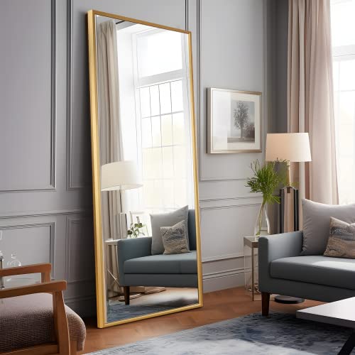 Image of NeuType Full Length Floor Mirror with Standing Holder Bedroom (Titanium Gold)