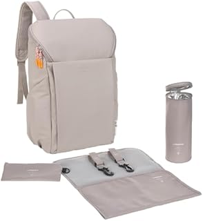 LÄSSIG Plecak do przewijania dla niemowląt z podkładką do przewijania, mocowaniem do wózka dziecięcego i uchwytem na butelkę/GRE Slender Up Backpack