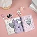 3 Inch Mini Photo Album, Heart Hollow Card Binder Photo Card Holder with Pendant 40 Pockets (pink white cat)