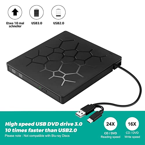 Unidad DVD externa ultradelgada 6 en 1 con USB Tipo C miniatura 7