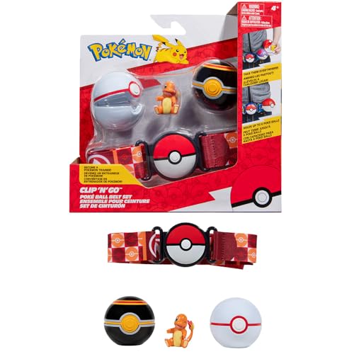 Ceinture - BANDAI - Pokémon Clip 'N' Go - 1 ceinture, 2 Poké Balls et 1 figurine Salameche 5 cm