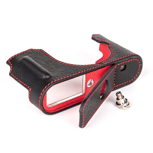 MUZIRI KINOKOO Case voor Leica D-LUX 8 De Camera, Retro Stijl - Halve Lederen Beschermhoes voor Leica D LUX 8/D-LUX8 De camera - Met Opening Onderaan en Handvat, Groen, Modieus
