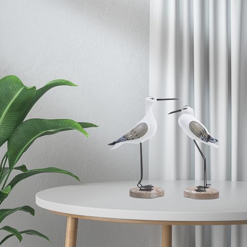 Set de 2 figuras de gaviota de madera de 14 pulgadas miniatura 4