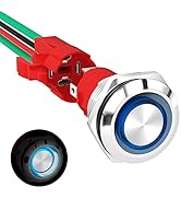 Joinfworld 20 Amp Momentary Push Button Switch 12V Marine Waterproof Switch 4 pin 19mm SPST Blue ...