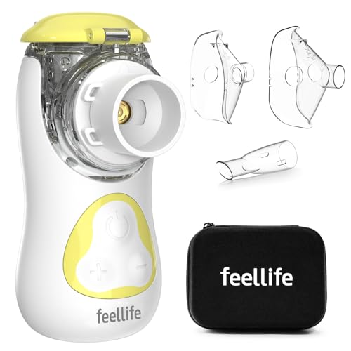 FEELLIFE Aerosol Portatile Silenzioso Typc-C Ricaricabile, Aerosol per Adulti e Bambini Velocità di Nebulizzazione Regolabile (Giallo)