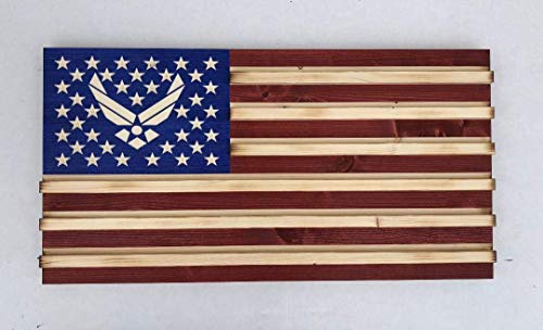Medium Rustic American Flag Challenge Coin Display for Air Force