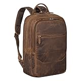 STILORD 'Reece' Business Lederrucksack Vintage Laptop Rucksack Großer Arbeitsrucksack DIN A4 Backpack XL Trolley Aufsteckbar aus Echtem Leder, Farbe:mittel - braun