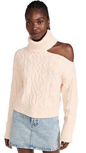 PAIGE womens Cropped Cable Knit Turtle Neck...