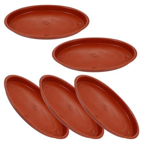 BAZEITFLOW 5 Stück Ovale Kunststoff Blumentopf Untersetzer Rot Robustes Pflanzgefäß Zubehör für Innen und Außen Langlebig Formstabil Passend für Blumentöpfe