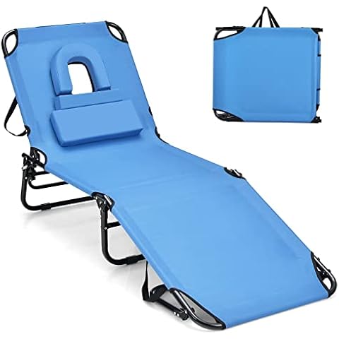 GYMAX Tanning Chair with Face Hole Cover