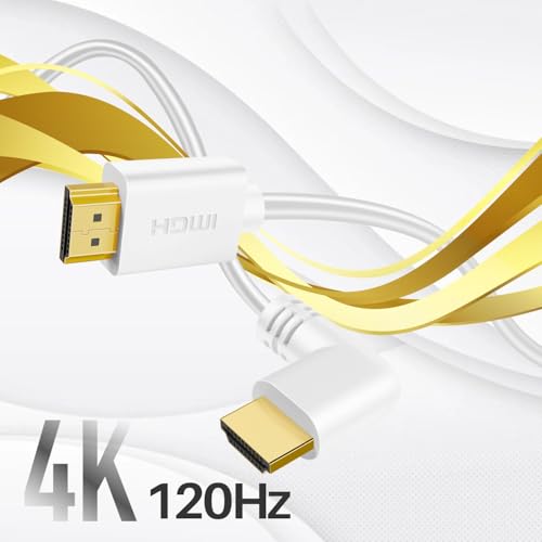 TNP Right Angle HDMI Cable (15 FT) - White High Speed HDMI 2.0 Cord UHD 4K 60hz 2K 2160p Full HD 1080p Quad HD 1440p 3D ARC/eARC Ethernet for Xbox One X/S PS 4 Pro/Slim & Apple TV 4K