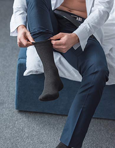 Emprella Dress Socks for Men, 5 Pack Cotton Argyle Black and Solid Mens Gift Set2