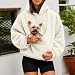 Generisch Hoodies Für Damen, Hoodie Damen & Herren: Mit Großer Haustier-Tasche Herbst Sweatshirt Mit Kapuze Kapuzenjacke Freizeit Pullover Für Pet Weicher Oversize Kapuzenpullover Beige S