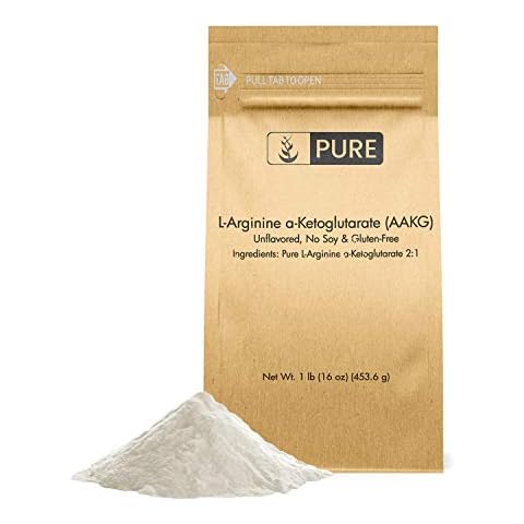 Pure L-Arginine a-Ketoglutarate (AAKG) Powder, 1 lb, 2000 mg Serving, High Value & Quality Preworkout, Unflavored, No Gluten, No Soy, No Dairy, Non-GMO, Resealable & Eco-Friendly Packaging Cover