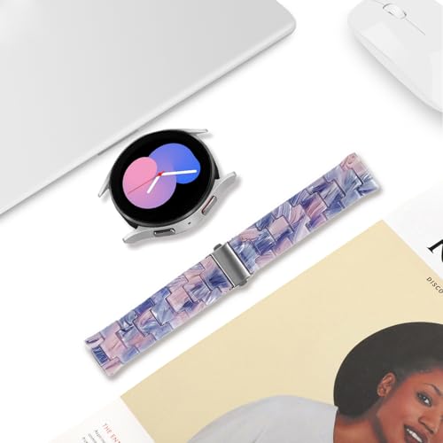 DEALELE Bands Compatible with Samsung Galaxy Watch 7 / FE / 6/6 Classic / 5/5 Pro / 4/4 Classic / 3 41mm / Huawei GT3 42mm, 20mm Colorful Resin Replacement Strap for Women Men (Purple Pink) by DEALELE - Image 3