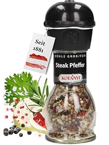 Kotányi Steakpfeffer – Kräftige Pfeffernote für Küche & Grill – in der praktischen Mühle [Jetzt Kotányi Gewürze kaufen!], 1er Pack (1 x 45g)