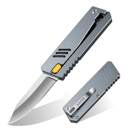 XXOK Pocket Knife for Men 6.9MPV154 blade Multi functional collection knives Aluminum handle Edc Knife with Belt Clip Outdoor Survival Camping Hiking Grey