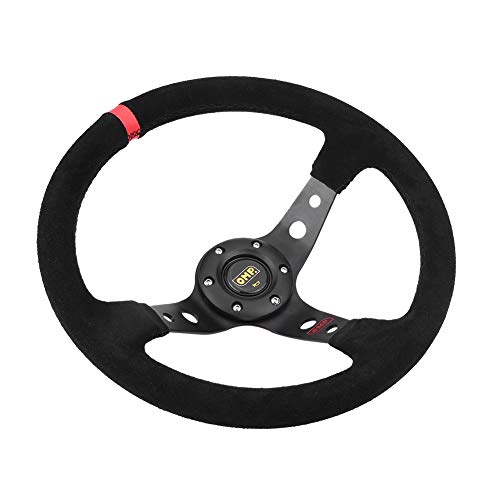 Car Steering Wheel, Universal 35cm/14inch 6-Bolts Auto Car Racing Steering Wheel with Horn Fits for Most Vehicle and Racing Car(Color: Red)