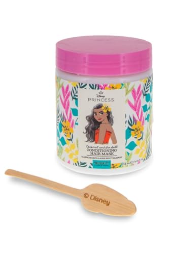 Disney Princess - Mascarilla acondicionadora de coco y sal marina con aplicador de bambú, 250 ml