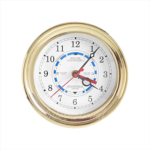Nagina International Nautical Classic Vintage Antique Style Solid Brass Weather & Tide Monitoring Clock | Home & Wall Coastal Maritime Decor Ideas | Wall Hanging & Mounted Quartz Clock. #TOP5