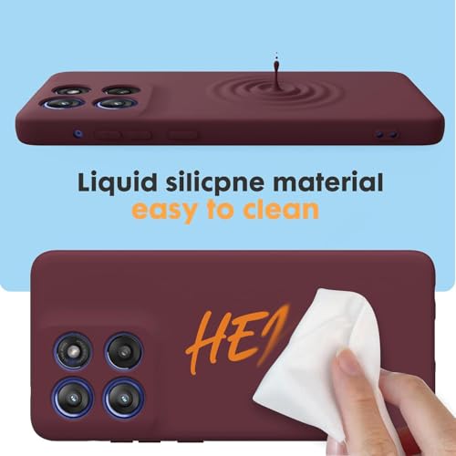 Image of DIZORO Microfiber Candy Case for Motorola Edge 60 Pro 5G Smooth Touch Cushion Liquid Soft Silicone Gel Rubber Phone Cases Non-Slip Full Body Protective Shockproof Back Cover - Wine
