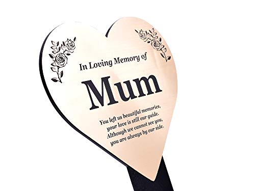 MUM Heart Memorial Remembrance Plaque Stake - Metallic GOLD Acrylic, Waterproof, Outdoor, Grave Marker, Tribute, Plant Marker