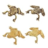 Opexicos 4 Stück antikes reines Messing Reichtum sammelnde goldene Kröte Frosch Kupfer Ornament Tee Haustier Dekoration Raumdekor Heimdekoration