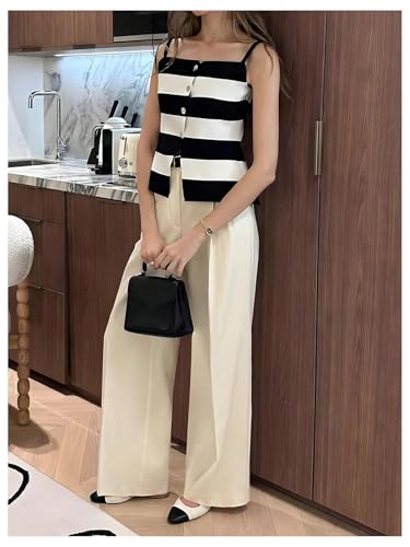 MakeMeChic Women's Color Block Button Down Vest Spaghetti Strap Sleeveless Summer Cami Tops2