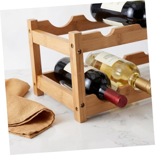 Soporte de vino de madera doble capa diseño moderno miniatura 7