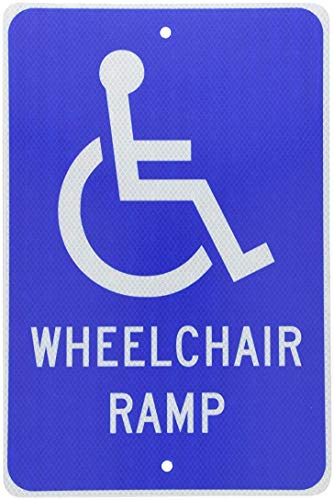 Warning Sign Handicap Parking Wheelchair RAMP with Handicapped Symbol Business 12X8 Inches Aluminum Metal Tin