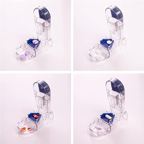 Image of Apex Ultra Pill Cutter - Pill Splitter with Retracting Blade Guard - for Cutting Small Pills or Large Pills in Half, Blue /Green and Clear, 1 Count, Assorted Colors (Pack of 2)