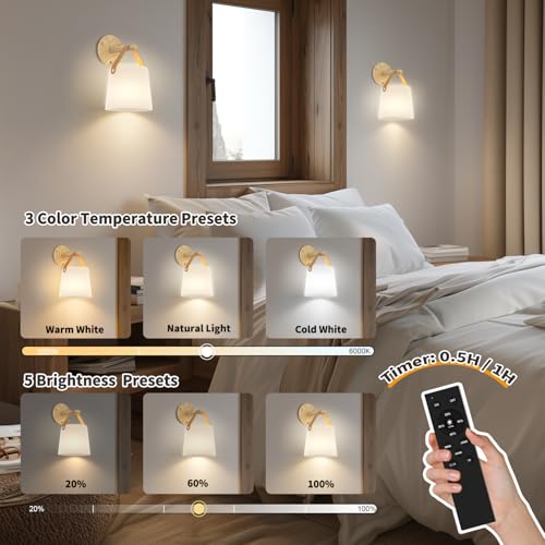 Lámpara de pared inalámbrica TACAHE ideal para cámper con batería de 5000 mAh 2