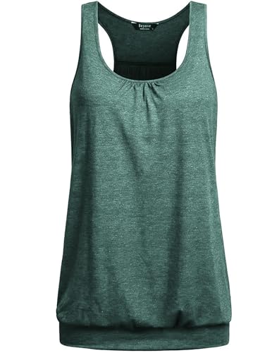 PINSPARK 1 or 3er Pack Damen Sport Tank Tops Atmungsaktives Racerback Yoga Shirts Laufen Fitness Ärmelloses Oberteile Sporttop Dunkelgrün XXL