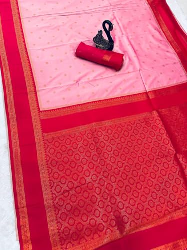 Image of Dharmavaram Pattu Paithani Saree Pure Silk Zari Weaving Floral Border Rich Pallu With Blouse Piece