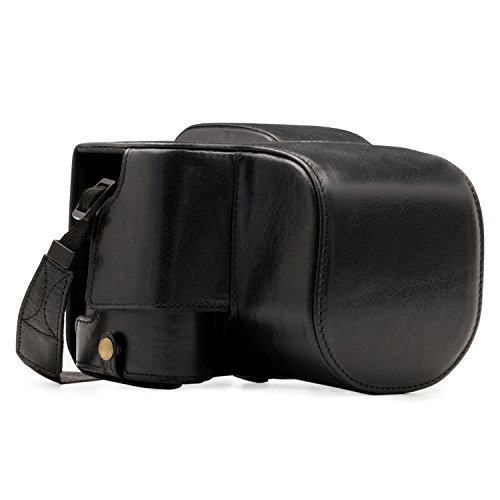 Megagear Leica V-Lux (Typ 114) Ever Ready Genuine Leather Camera Case And Strap, With Battery Access - Black - MG549