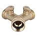 Garden Hose Splitter 2 Way All Brass | Leak - Protected Ball Valve & Adjustable Water Flow | NPT 3/4 Hose Connector for Lawn/Garden/Car Wash | Outdoor Faucet Adapter