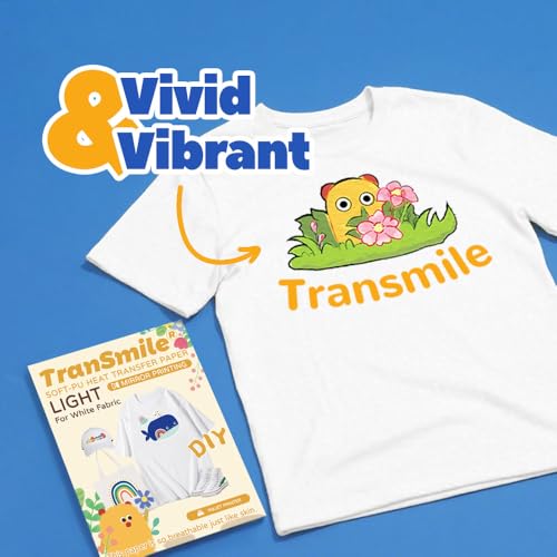 TranSmile PU-Heat Transfer Paper for Inkjet Printer (White, 10 Sheets, 8.5 x 11\'\') Printable Heat Transfer Vinyl for White Fabric, Iron on Transfers for T Shirts - Thumbnail 3