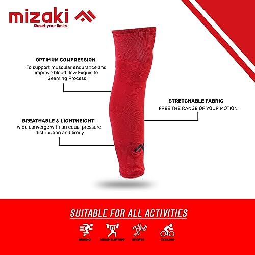 Image of Mizaki Anti-Slip Football Socks and Leg sleeve Combo Pack for Men & Women - Football Grip Stockings with Rubber Pad Grip Technology with UV Protection Leg sleeve
