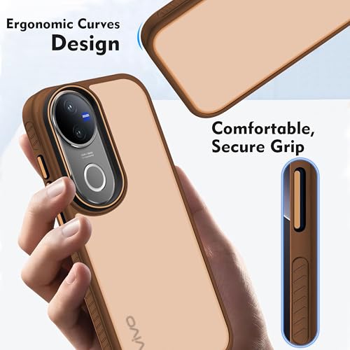 Image of V-TAN Back Cover for Vivo V50 5G Matte Finish Transparent Case, Transparent Clear, TPU, Camera Protective Shockproof Cover, Brown