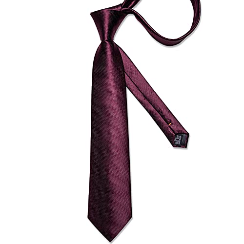 Image of DiBanGu Mens Silk Necktie Solid Color Tie and Pocket Square Cufflink Tie Clip Set Woven Plain Ties for Men Wedding Party