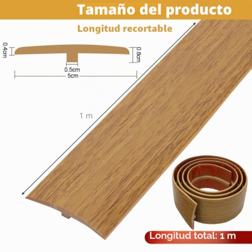 Miniatura 2 de 1m 5cm Perfil De Transición Autoadhesivo, Raya De Umbral De Puerta De Pvc, Perfil En T Para Nivelación De Altura, Raya De Cobertura Para Suelos De Parquet, Laminados Y Umbrales Madera Yu Amarilla