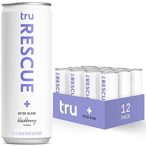 Tru Rescue Sparkling Water, Recovery Detox Drinks with Electrolytes for Liquid Hydration, Blackberry Flavored, 12 oz (Pack of 12) Tru Rescue Sparkling Water, Recovery Detox Drinks with Electrolytes for Liquid Hydration, Blackberry Flavored, 12 oz (Pack of 12)