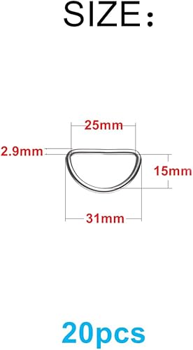 Miniatura 24 de Anillos en D soldados con autógena de metal fuerte anillo en D semicircular para collares de mascotas, bolsa de hardware, anillo de hebilla, correa