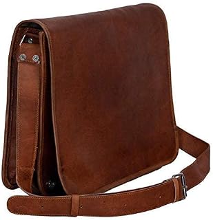 SHAKUN LEATHER JOURNAL Brown 100% Leather Messenger Bag for Laptop Handmade Briefcase Satchel Mens Crossbody Laptop Bag (9x11x4 Inches)