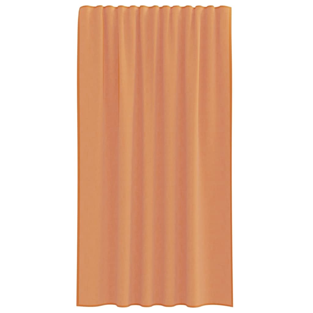 Lot de 2 rideaux en voile avec passe-tringle - Terracotta - 140 x 175 cm - Semi-transparent - 100 % polyester - Pour salon, chambre à coucher, cuisine - Avec brise-vue et protection solaire